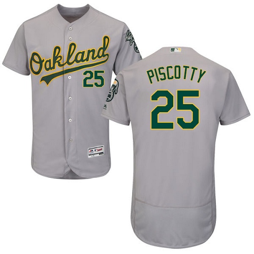 Athletics #25 Stephen Piscotty Grey Flexbase Authentic Collection Stitched MLB Jersey